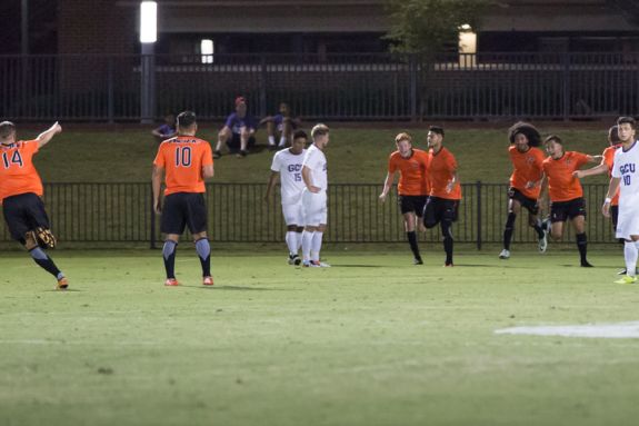 Men soccer team during a game