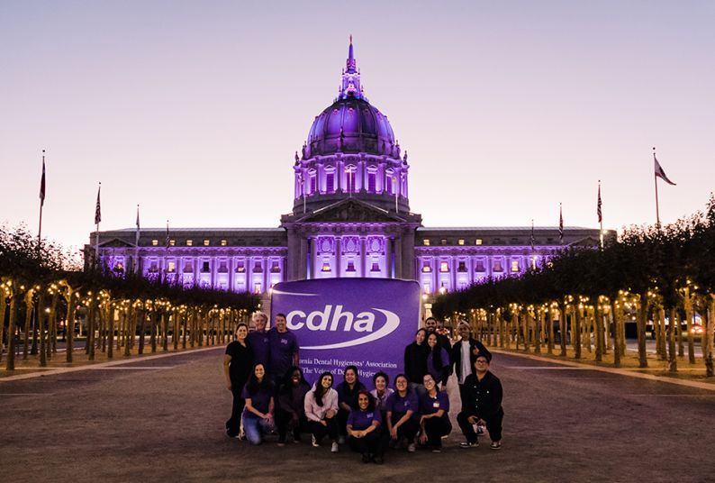 San Francisco City Hall with purple lighting