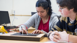 Students working on a class project. 