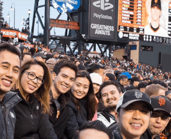 students at baseball game