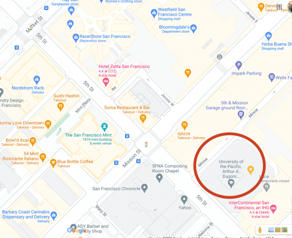 map of our location at Fifth and Minna in downtown San Francisco